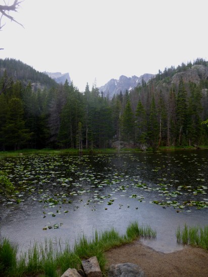 Nymph Lake with Hallett Peak beyond