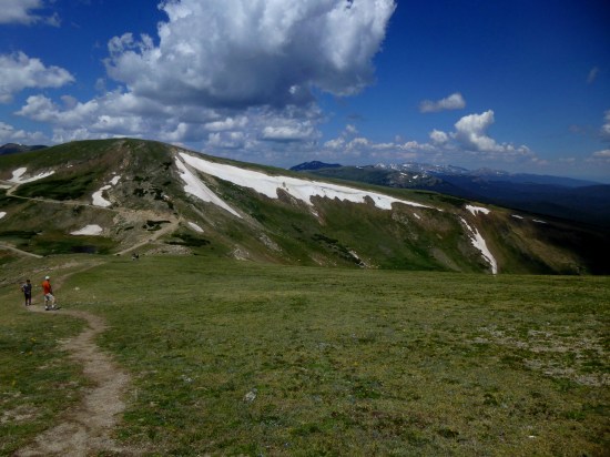 Marmot Point Trail, with Old Fall River Road and Alpine Visitor Center beyond