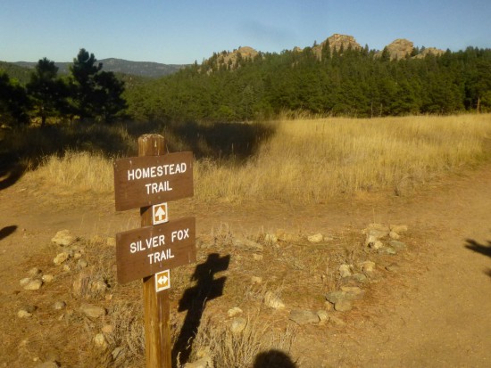 Homestead Trail junction with view of the Three Sisters