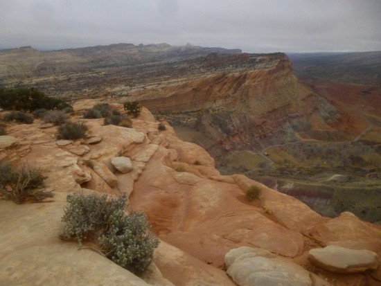 Rim Overlook, view of Fruita, Cohab Canyon, The Wives, and Fern's Nipple; Capitol Reef National Park