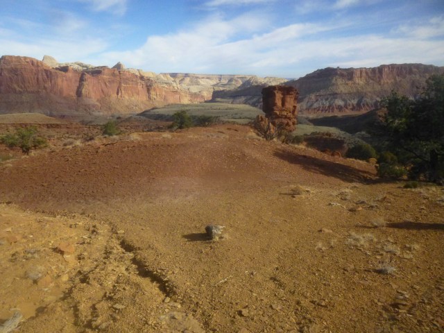 On the way back down. Notice the abrupt change in soil, marking the entrance to the Moenkopi section.