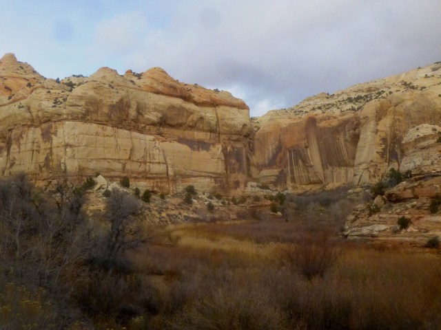 The large bend, a little over halfway to Lower Calf Creek Falls