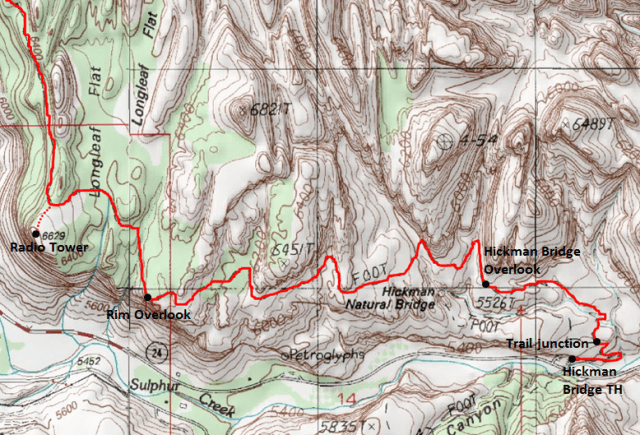 Map of Rim Overlook & Navajo Knobs Trail to Rim Overlook, Capitol Reef National Park