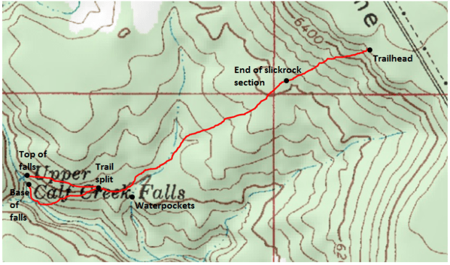 Map of Upper Calf Creek Falls Trail Adapted from: http://www.mytopo.com/maps/