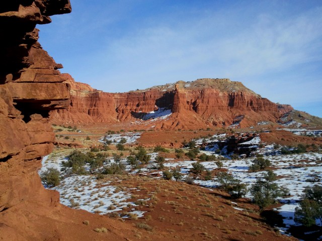 Chimney Rock and Mummy Cliff from The Motorman, Capitol Reef National Park