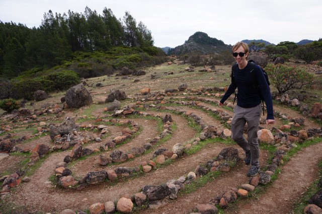 Playing around in the labyrinth, Table Rock Trail, Robert Louis Stevenson State Park