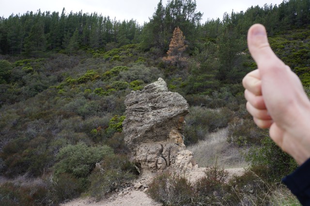 Thumb rock composed of rhyolite, Table Rock Trail