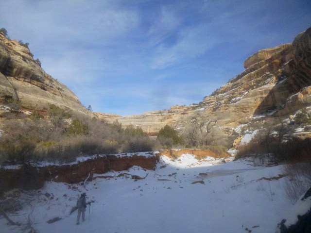 Judy, a fellow hiker I met on the trail, heads off into Deer Canyon