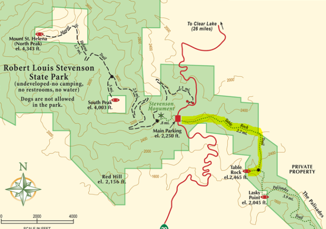 Map of Table Rock Trail, Robert Louis Stevenson State Park, California Adapted from: http://napavalleystateparks.org/wp-content/uploads/2013/03/RLS-Map-FLAT.png