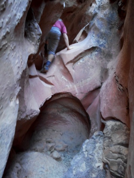 Climbable pouroff in Pleasant Creek slot canyon