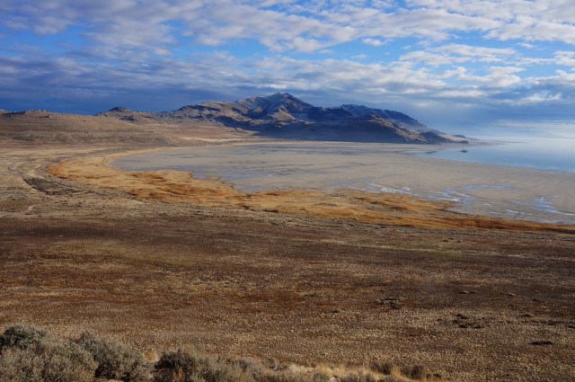 White Roc Bay, Elephant Head, and Frary Peak from near Buffalo Point, Antelope Island State Park