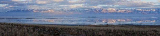 Panorama of Wasatch Range from Antelope Island State Park