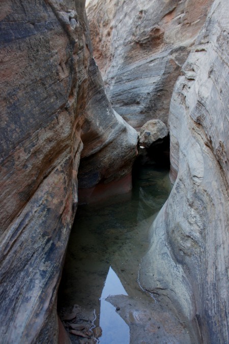 Wet pool in the Pleasant Creek slot canyon - it would be a tough stem to get across without getting your feet wet