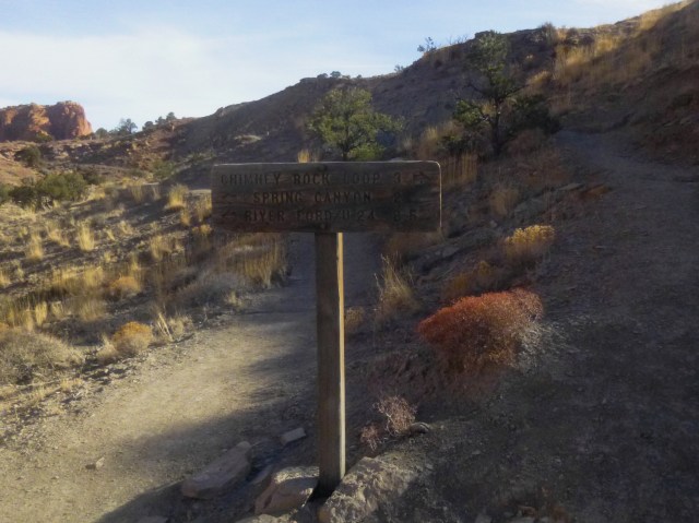 Trail fork - start of Chimney Rock loop