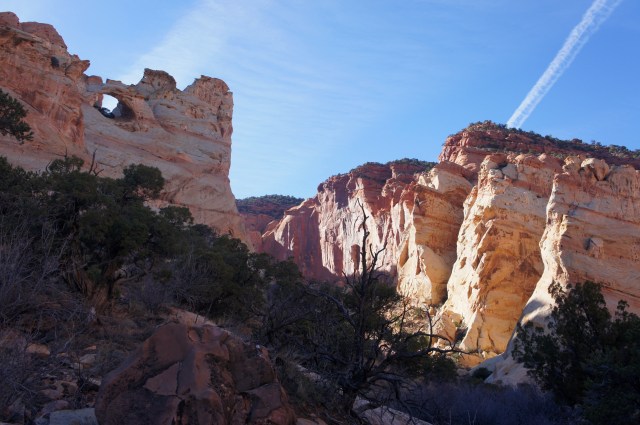 Looking back at the double arch, Red Canyon, Capitol Reef National Park