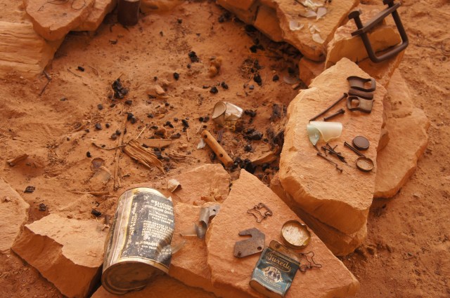 Trinkets left in Cowboy Cave from the 1920s
