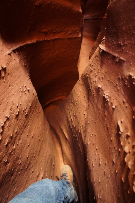 Spooky Gulch, less than a boot's width at its base