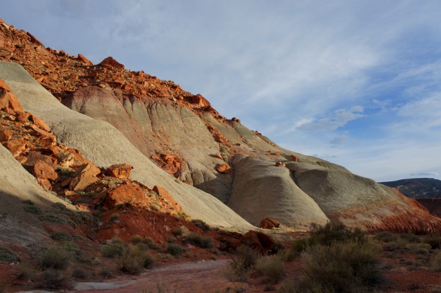 Green-gray badlands of the Monitor Butte member of the Chinle formation, Castle Trail, Capitol Reef National Park