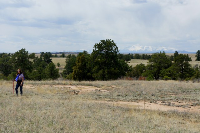 Pikes Peak in the distance from the East Canyon Trail, Castlewood Canyon State Park