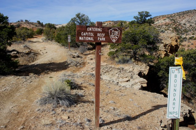 Entering Capitol Reef National Park on the Oak Creek access road