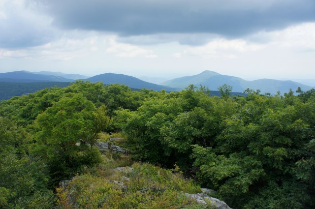 Hazel, Catlett, Hot, Thorofare, and Robertson Mountains, plus Old Rag from Hawksbill summit, Shenandoah National Park