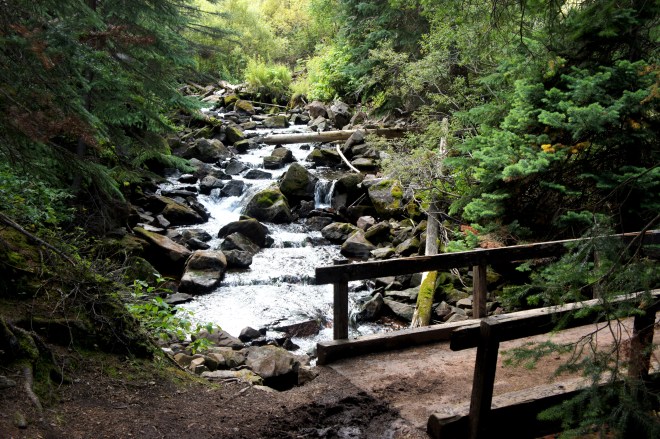 Wooden bridge to West Maroon Portal, just off the Maroon Creek Trail