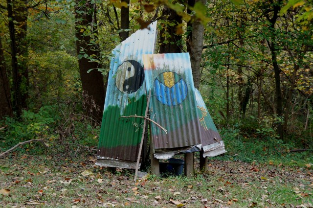 Hippy corrugated iron (?) at the Circle of Life Gardens, Potomac Overlook Regional Park