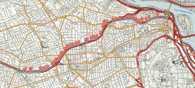 Custis Trail map Arlington hike bike
