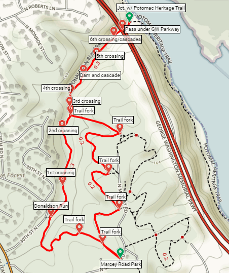 Donaldson Run Trail Map Potomac Overlook Regional Park Virginia