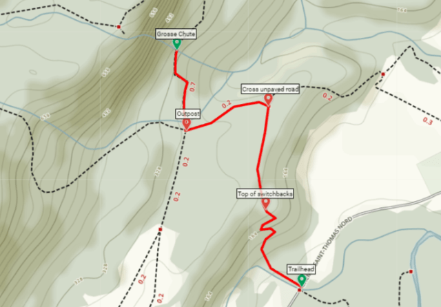 Sentier des Chutes Parc national Fjord du Saguenay trail map carte