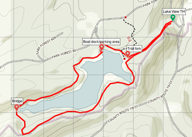 Lake View Trail loop hike map Babcock State Park Boley Lake