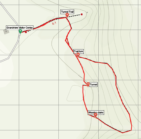 Tunnel Trail New River Gorge Grandview map West Virginia