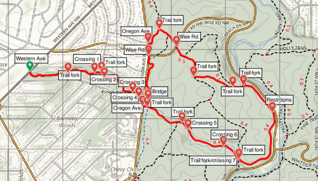 Pinehurst Branch Trail Loop hike Rock Creek Park Washington DC map