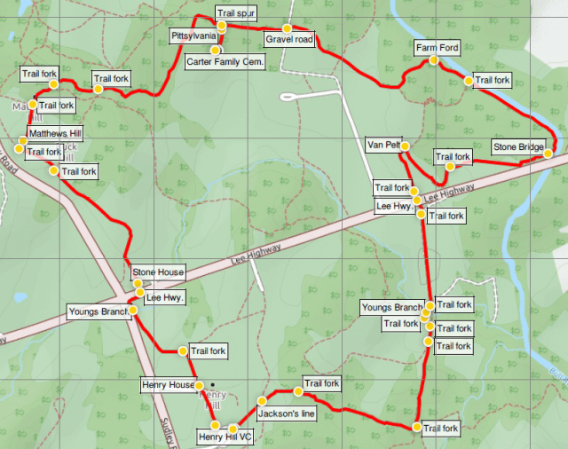 First Manassas Trail hike map