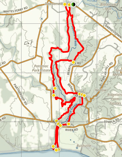 Seneca Greenway Seneca Bluffs Trail Seneca Creek State Park Maryland map