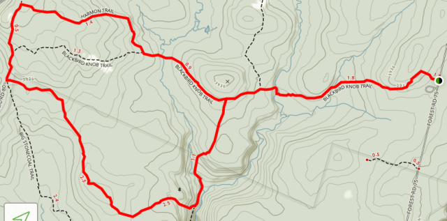 Blackbird Knob Loop Trail Dolly Sods map