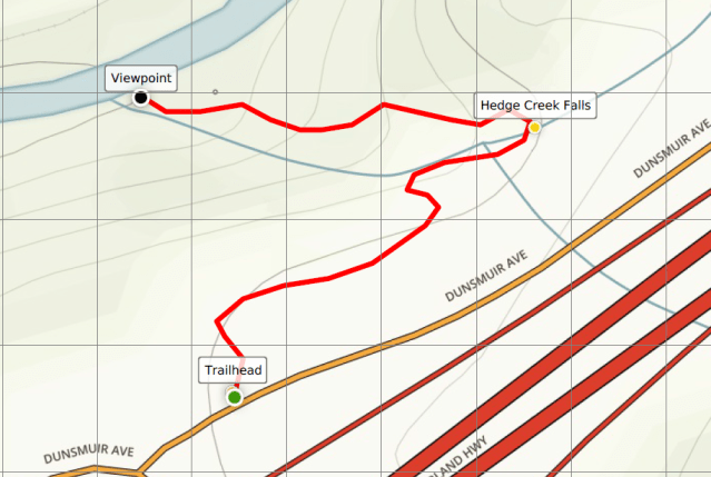 Hedge Creek Falls Trail map
