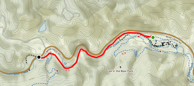 Bear Creek Trail Lair o the Bear Park hike map