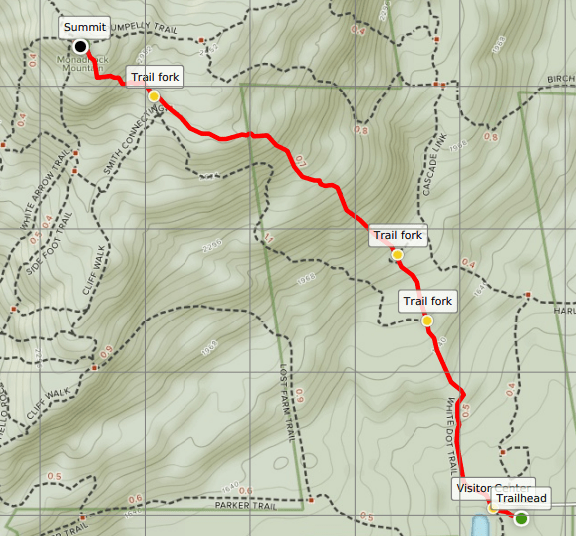 Mount Monadnock White Dot Trail map