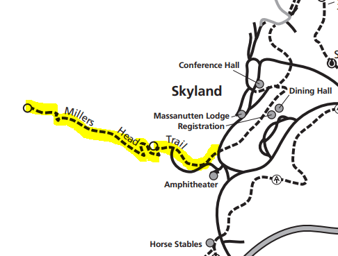 Millers Head Trail map Shenandoah Skyland