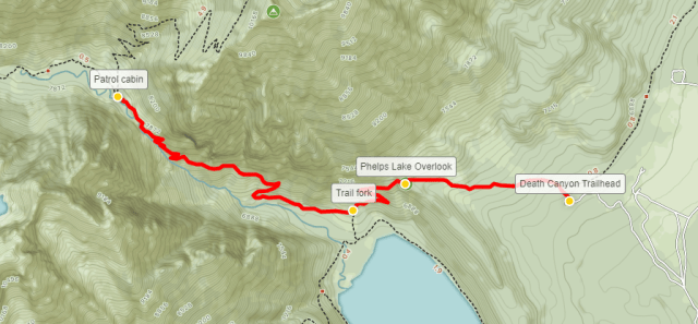 Death Canyon Trail map Grand Teton