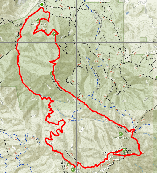 Mount Diablo via Mitchell Canyon Eagle Peak map