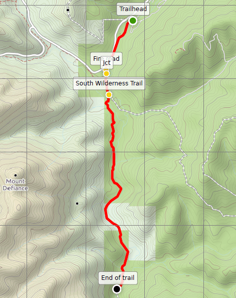 South Wilderness Trail Pinnacles map